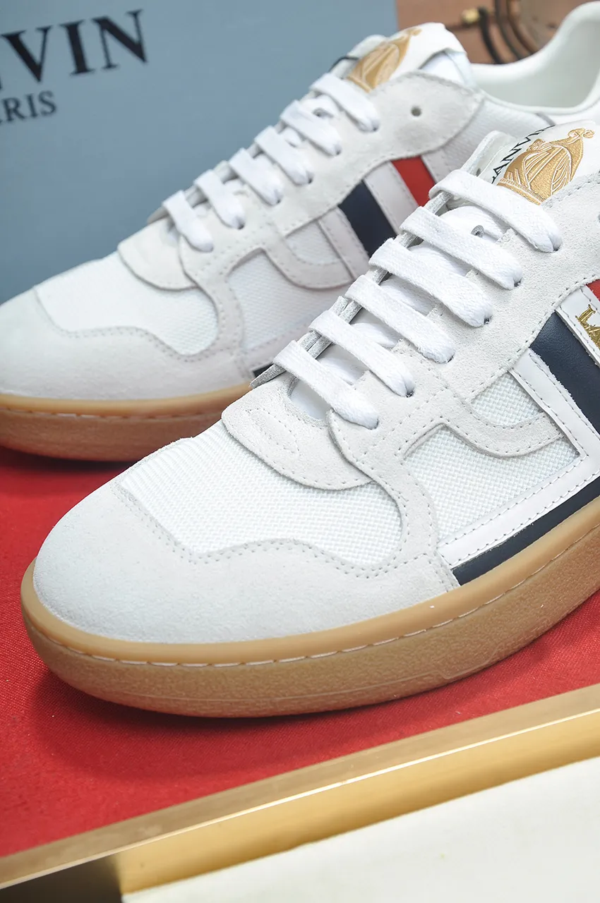 Men's men's shoes💰540💶[LANVIN] The latest lace-up fashionable casual couple sneakers, high-quality CLAY couple series‼ ️ The latest trendy products of the season 🌈Many bloggers have planted grass and purchased the original open-mold customization. The upper and outsole are sewn with mark threads without edge sealing. A variety of material splicing combination design. Very versatile for fashionable and casual wear. Comfortable on the feet. Self-recommended. Upper cowhide + cow suede + breathable mesh lining. Foot-padding cowhide. Exclusive original open-mold clear logo rubber outsole ⚠️Couple standard size 36-40 for women and 38-44 for men.